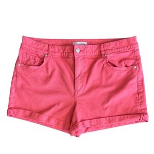 LOFT The Roll Short Womens 14 Pink Denim Shorts‎ High Rise Cuffed Casual Summer